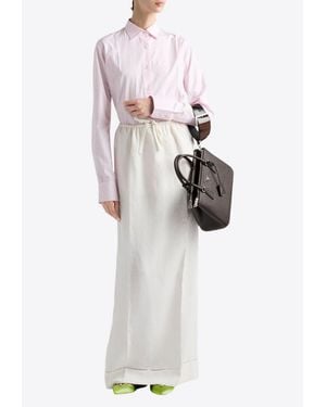 Prada Logo-Embroidered Maxi Skirt - White