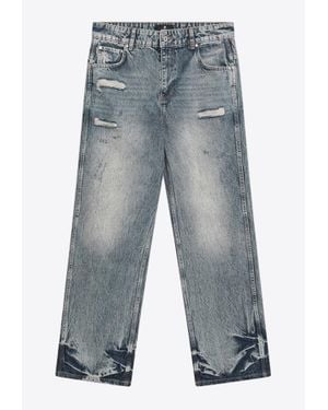 Represent Faded Straight-Leg Jeans - Blue