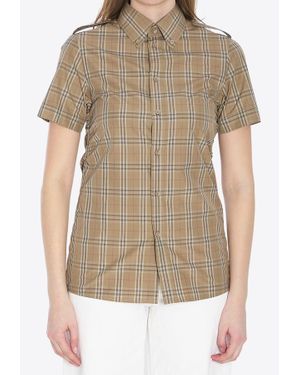 Burberry Checked Short-Sleeved Shirt - Brown