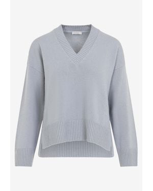 Peserico V-Neck Wool-Blend Sweater - Grey