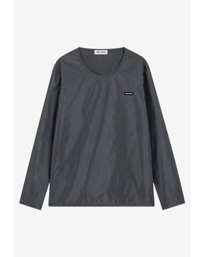 Miu Miu Long-Sleeved Crewneck Top - Gray