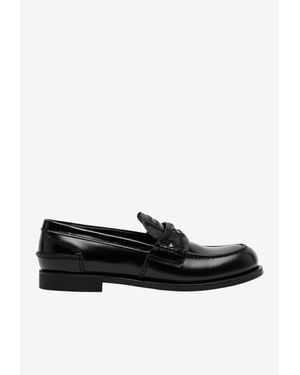 Miu Miu Brushed Round-Toe Loafers - Black
