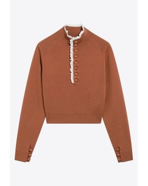 Chloé Ruffled Wool Sweater - Brown