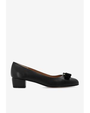 Ferragamo Vara 45 Calf Leather Pumps - Black