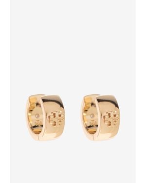 Tory Burch Kira Enamelled Hoop Earrings - Natural