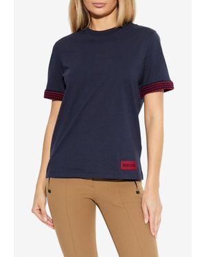 Moncler Logo Embroidered Crewneck T-Shirt - Blue