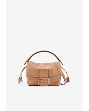 Fendi Small Mamma Baguette Leather Crossbody Bag - Natural
