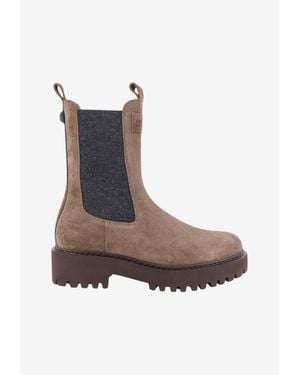 Brunello Cucinelli Monili Embellished Suede Boots - Brown