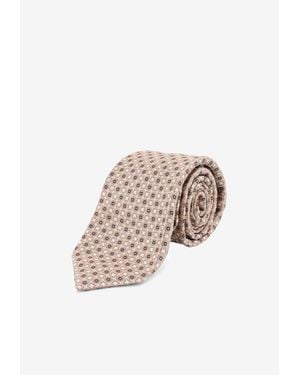 Kiton Patterned Jacquard Silk Tie - White