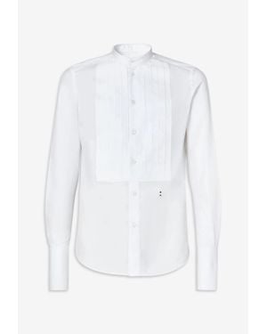 Fendi Long-Sleeved Plastron Poplin Shirt - White