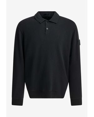 Stone Island S.I. Ghost Logo Patch Polo Sweatshirt - Blue