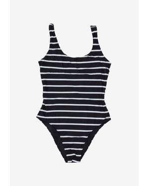 Anine Bing Jace Striped One-Piece Swimsuit - Black