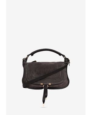 Chloé Small Marcie Suede Shoulder Bag - Black