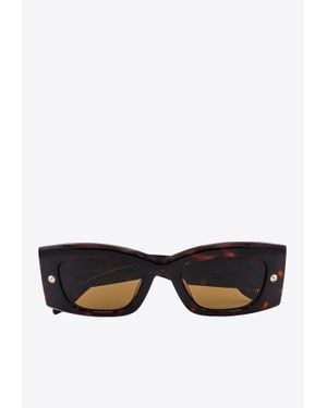 McQueen Spike Studs Rectangular Sunglasses - Black