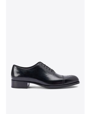 Tom Ford Edgar Leather Brogue Lace-Up Shoes - Black