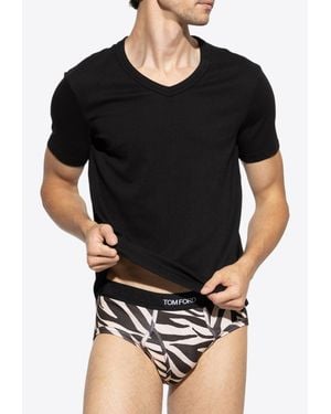 Tom Ford V-Neck Basic T-Shirt - Black