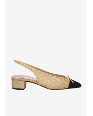 Aquazzura Gioia 35 Mesh Slingback Court Shoes - Natural
