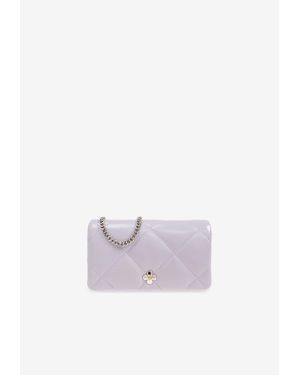 Tory Burch Mini Kira Diamond Quilt Clover Chain Clutch - White