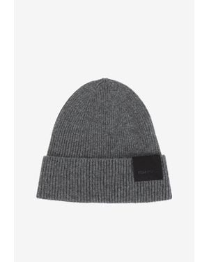Tom Ford Ribbed Cashmere Beanie - Grey
