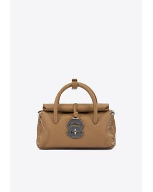 Zanellato Baby Dotta Hammered Leather Top Handle Bag - White