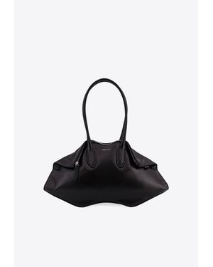 McQueen Manta Leather Shoulder Strap - Black