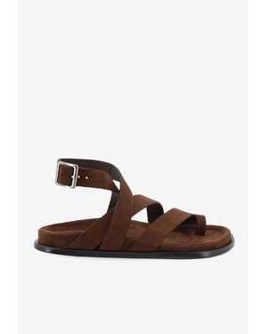 Alohas Tide Wraparound Suede Sandals - Brown