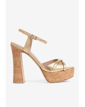 Malone Souliers Keaton 125 Leather Platform Sandals - Natural