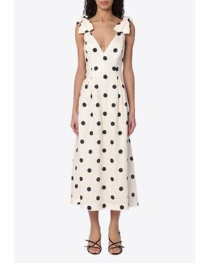 Zimmermann Crush Polka Dot Midi Dress - White