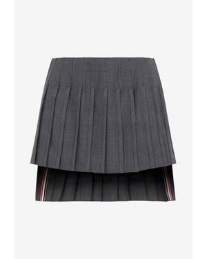 Thom Browne Prince Of Wales Pleated Mini Skirt - Grey