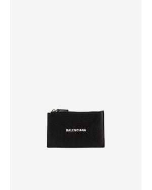 Balenciaga Logo Stamped Zip Cardholder - White