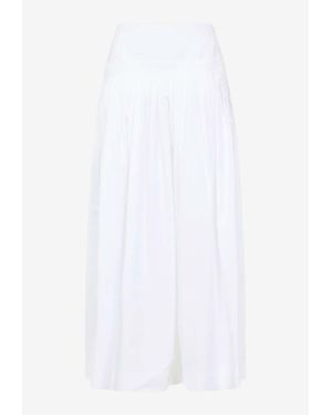 Lanvin Basque A-Line Pleated Midi Skirt - White