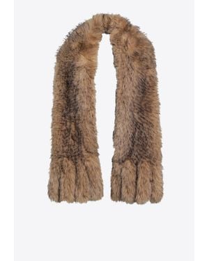 ROTATE BIRGER CHRISTENSEN Faux Fur Plush Scarf - Brown