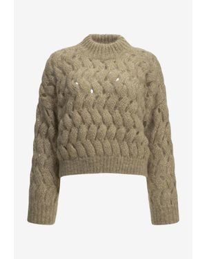 Brunello Cucinelli Cable-Knit Cropped Jumper - Natural