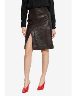 Ferragamo Leather Midi Skirt - Black