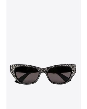 McQueen Pavé Jewelled Cat-Eye Sunglasses - Black