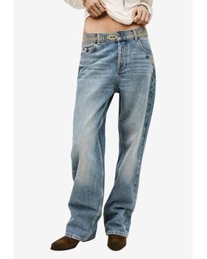 Ba&sh Rizie Embroidered Straight Jeans - Blue