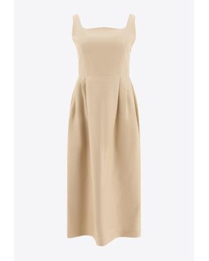 Sandbeige Wool Midi Dress - Natural