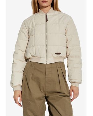 Moschino Quilted Cropped Bomber Jacket - Natural