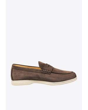 Corneliani Suede Loafers With Penny-Strap - White