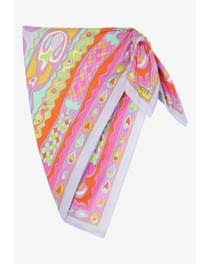 PUCCI Angoli Print Square Pareo - White