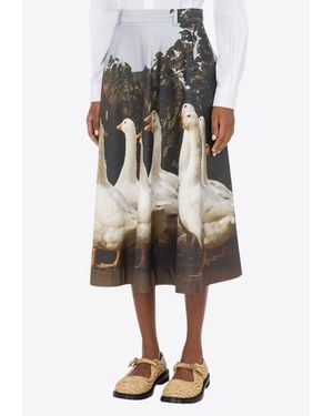Moschino Printed Goose Midi Skirt - Multicolor