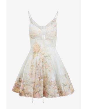 Zimmermann Memento Twist Front Floral Mini Dress - White