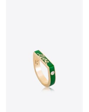 Falamank Sweet Collection 18-Karat Ring With Enamel And Diamonds - Metallic