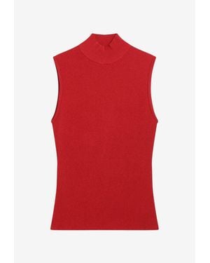 Loewe High-Neck Ribbed Top - Red