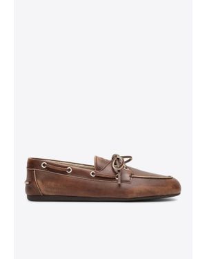 Miu Miu Vintage Effect Leather Loafers - Brown