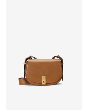 Ralph Lauren Mini Polo Id Saddle Leather Crossbody - Natural