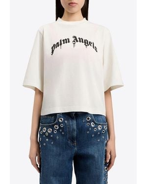 Palm Angels Curved Logo Boxy T-Shirt - Blue