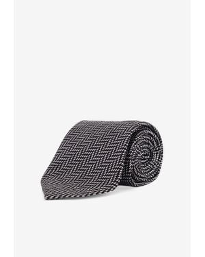 Tom Ford Herringbone Silk Tie - Metallic