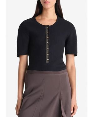 Lemaire Henley Fitted Knit Top - Black