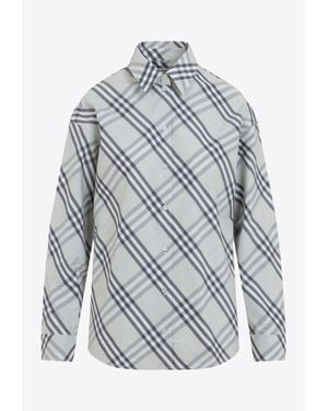 Burberry Signature Check Long-Sleeved Shirt - Grey